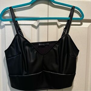 Black Pleather Crop Top